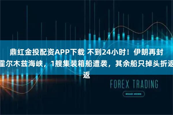 鼎红金投配资APP下载 不到24小时！伊朗再封霍尔木兹海峡，1艘集装箱船遭袭，其余船只掉头折返